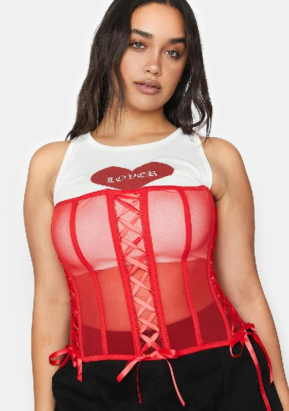 Limited Time Deal Plus Love Think Of Me Sheer Corset Top