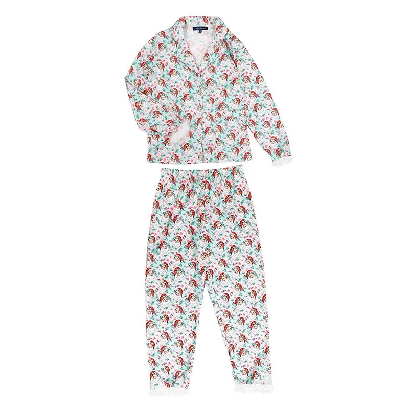 Limited Styles Santa Feather Button Up Pajama Set