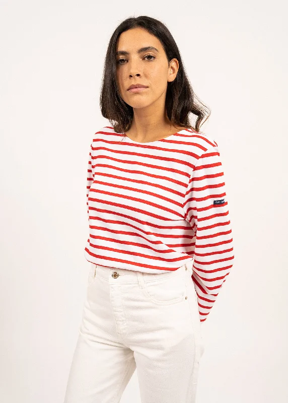 Clearance Event Minquiers unisex striped sailor shirt - regular fit, in light cotton (NEIGE/TULIPE)