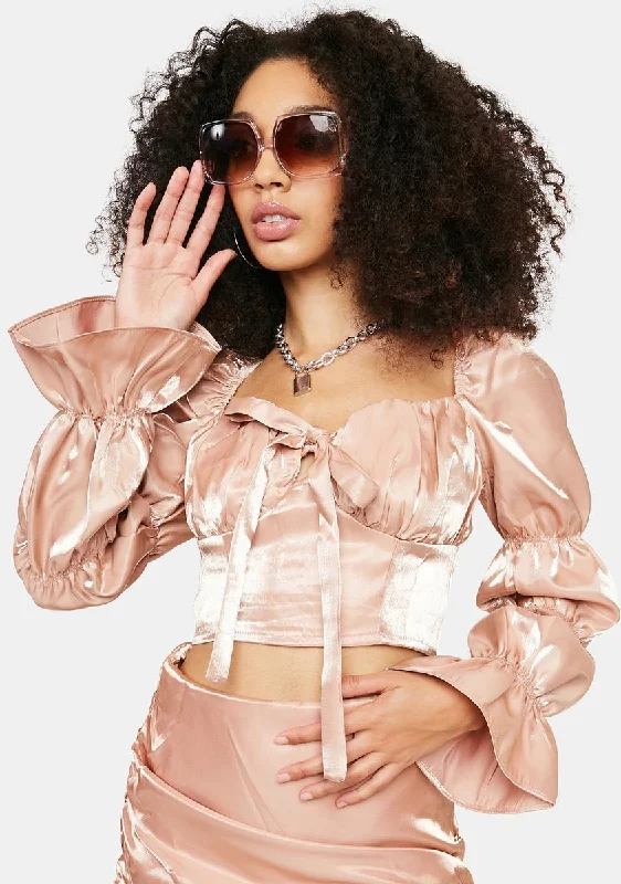 Flash Sale Nude Shimmer Crop Top