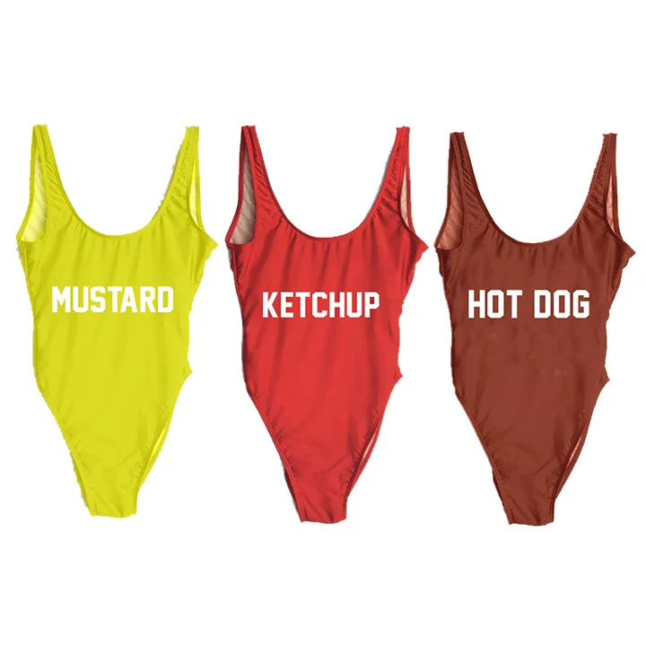 Clearance Sale, All Cheap KETCHUP, MUSTARD, & HOT DOG [3 PACK DISCOUNT SWIMSUITS]