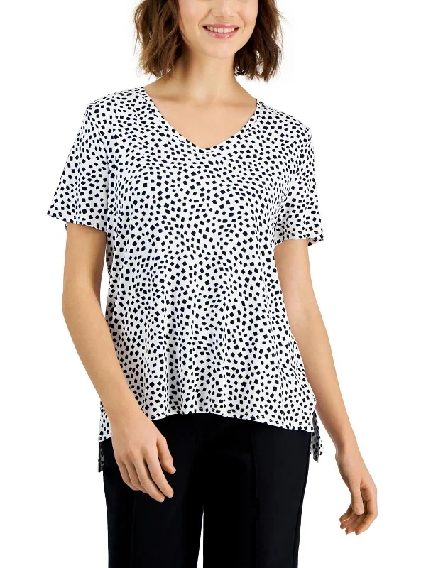 Trend Forward Threads For Her Womens V-Neck Polka-Dot Blouse