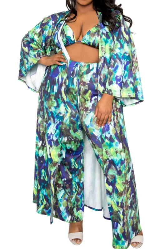 Daily Deals *Final Sale Plus Size 4-pc PlaySuit Set - Duster, Pants, Top, Bottoms