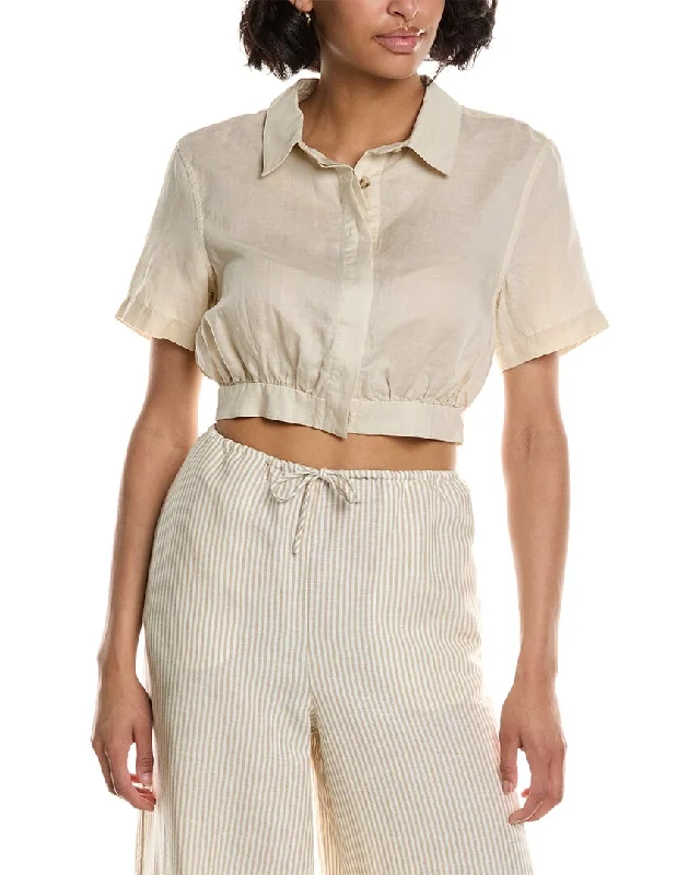 Subtle Sophistication Onia Air Linen-Blend Cropped Button Down