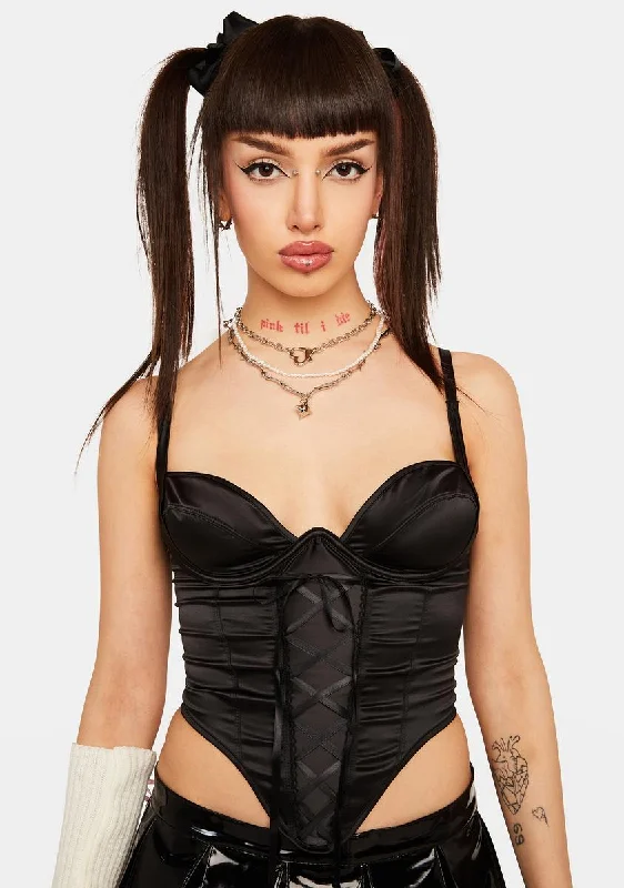 Huge Price Cut Noir In The Boudoir Satin Corset