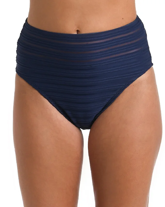 Feminine Soft - Hued Look 2024 La Blanca Fluid Lines High-Waist Bottom w/ Mesh Detail - Lb4ce98