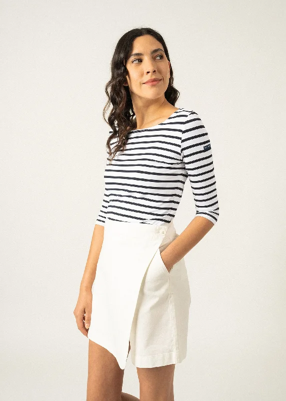 Spring Fling Sale Garde Côte anti-UV striped sailor shirt - 3/4 length sleeves, in recycled jersey (NEIGE/NAVY)