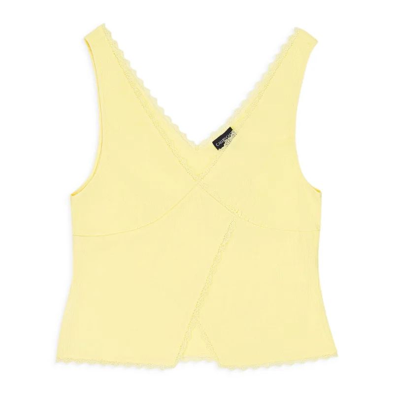 Comfortable Chic CALLIPYGIAN RIB CUTAWAY YELLOW TANK