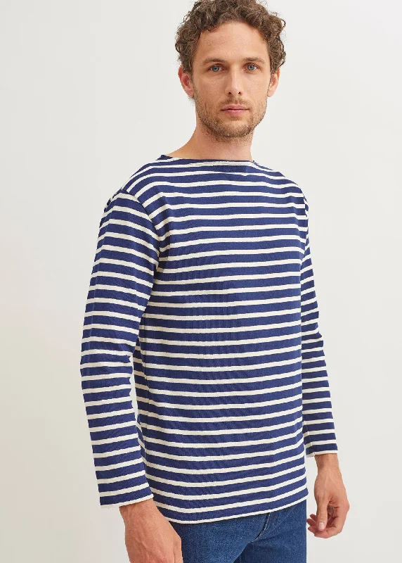 Best Sellers Guildo striped sailor shirt - boat neck, in thick cotton (MARINE/ECRU)