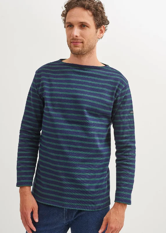 Wardrobe Essentials Guildo striped sailor shirt - boat neck, in thick cotton (NAVY/PIN)