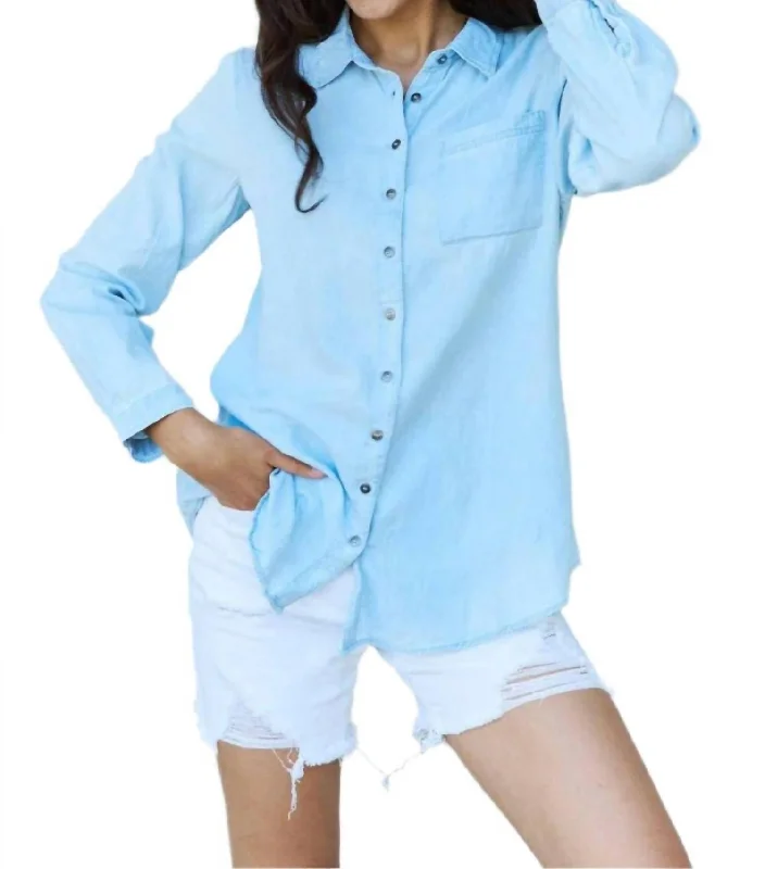 Luxury Fashion Denim Button Down Shirt In Light Blue