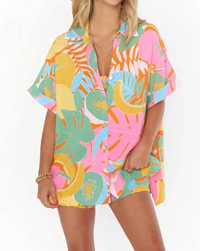 Luxe Women's Fashion Parker Button Down Shirt In Tropical Fruit