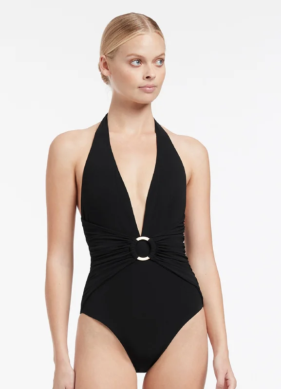 Seize Bargains Jetset Plunge One Piece - Black