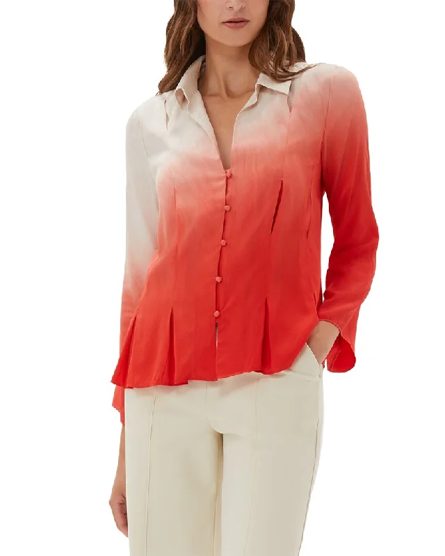 Trend Setting Wardrobe ecru Pleat Detail Silk-Blend Blouse