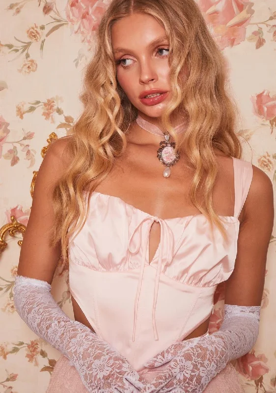 Travel Essentials Blush The Way U Kiss Satin Corset Top