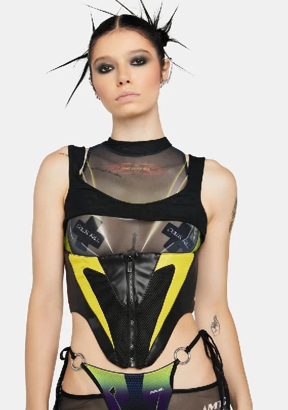 Hurry Before It's Gone Yellow Racing Corset Top