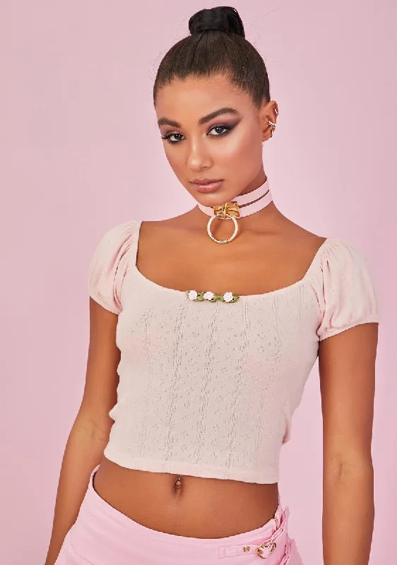 Limited Time Offer Hear My Heartbeat Rosette Crop Top