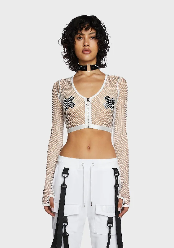 Chic And Comfortable Angelic Tempo Fishnet Crop Top