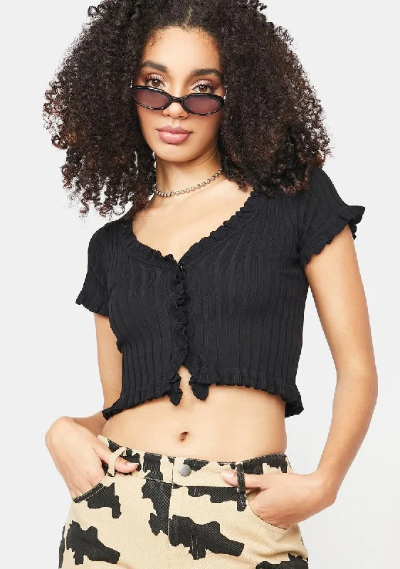 Premium Fashion Noir So Refreshing Knit Crop Top