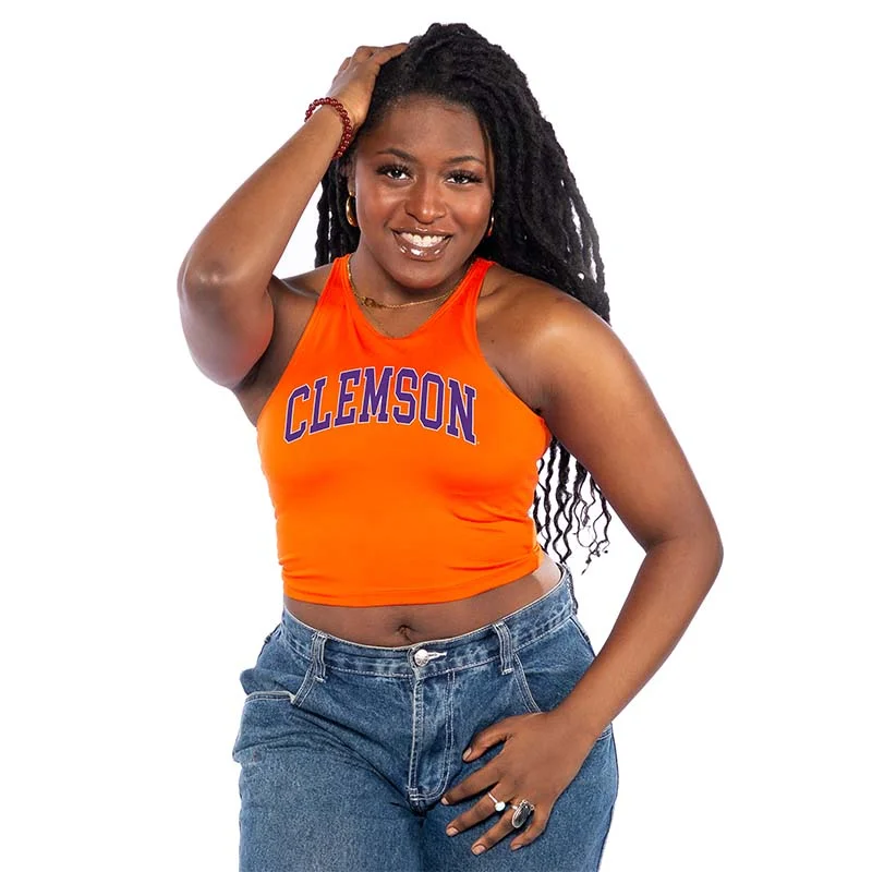 Elevate Your Wardrobe Clemson Arch First Down Cropped Tank