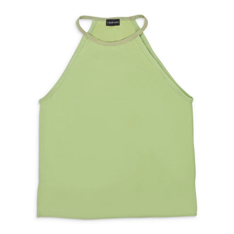 Chic And Trendy CALLIPYGIAN HALTER KIWI GREEN TANK