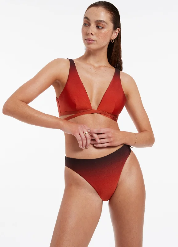 Update With Cottagecore Styles Oia Sunset High Legline Bikini Bottom - Burnt Orange