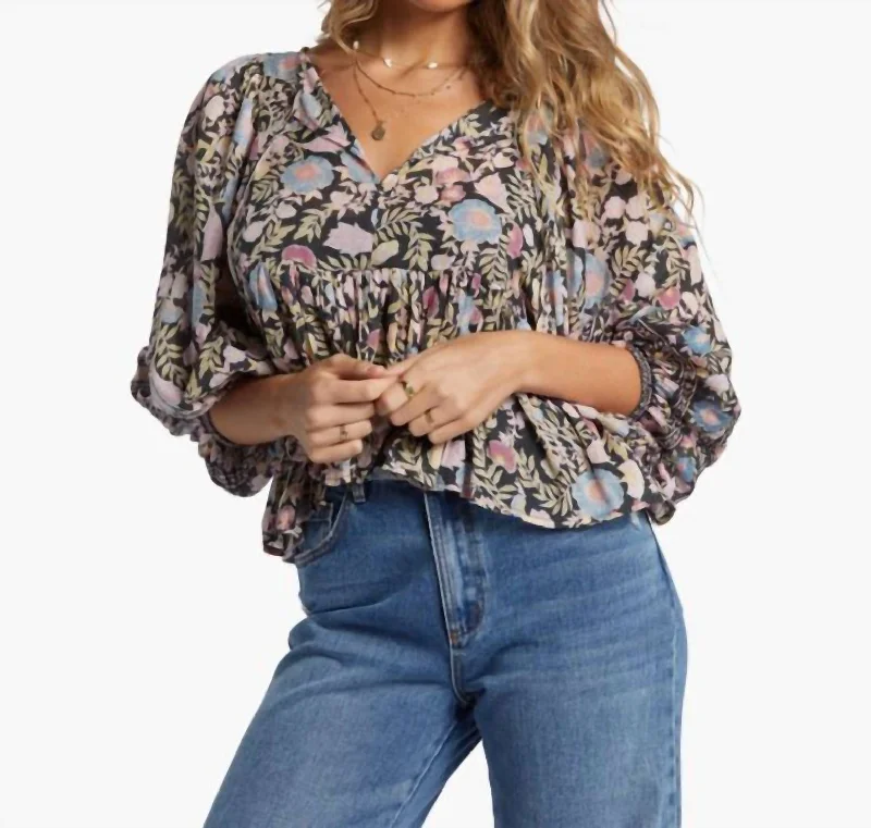 Trendy Styles Adore You Blouse In Black Sands