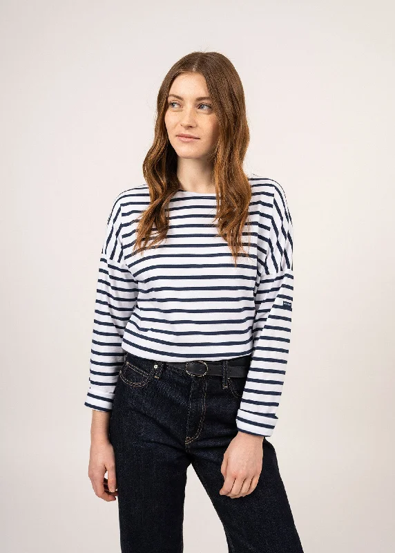 Big Savings On Rustic Countryside Styles Minquiers Drop oversized striped sailor shirt - in light cotton (NEIGE/MARINE)