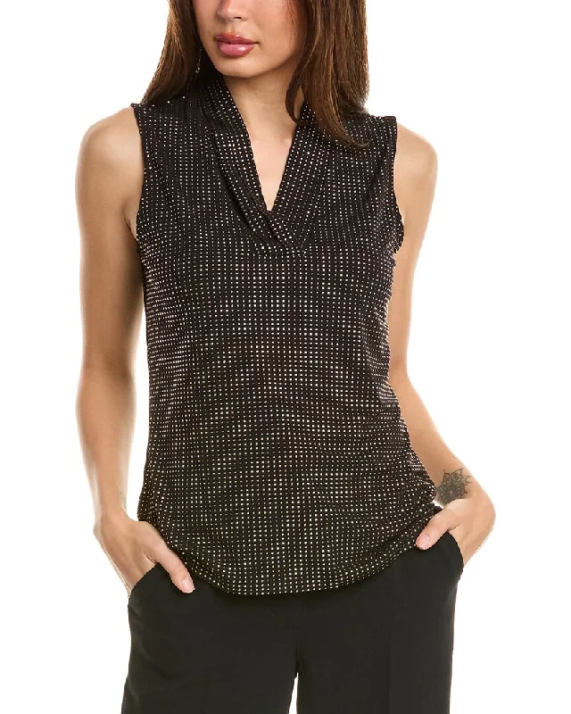 Weekend Exclusive Anne Klein The Triple Pleat-Studded Dewdrop Blouse