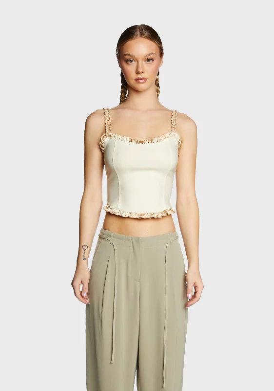 Chic And Edgy Idalia Corset Top - Cream