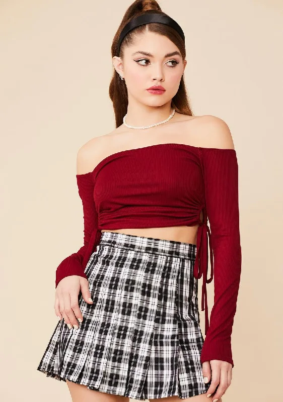 Evening Elegance Vino So Self Confident Off Shoulder Crop Top