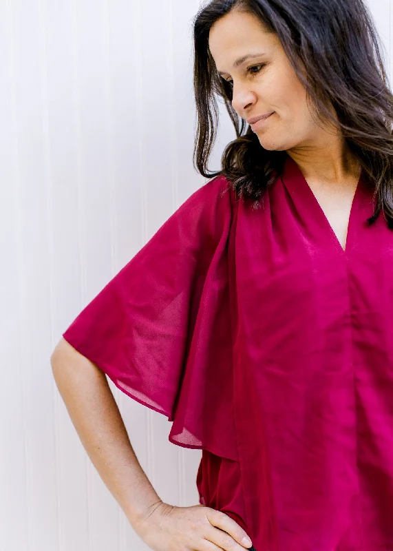 Trendy Attire For Her Burgundy Drape Blouse