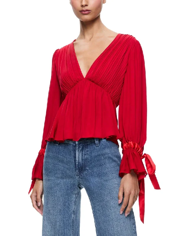 Versatile Wardrobe Essentials alice + olivia Deep V Blouse