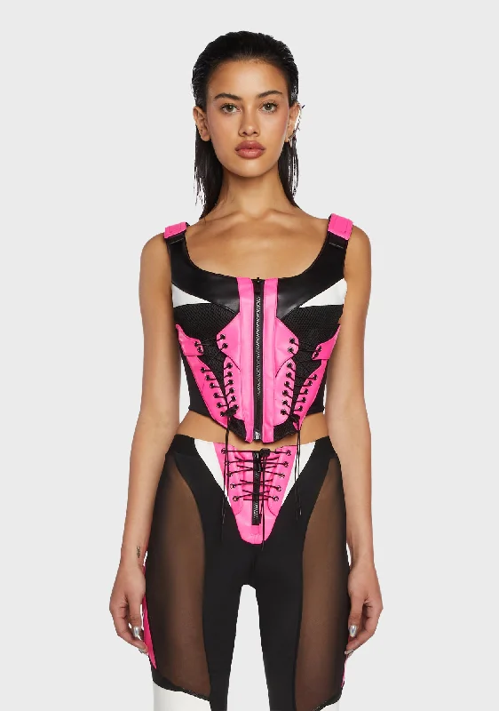 Clearance Sale, All Cheap Techno Lacing Corset Top - Pink