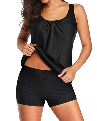 Explore What's New Blouson Tankini Swimsuits for Women Loose Fit Modest Two Piece Bathing Suits