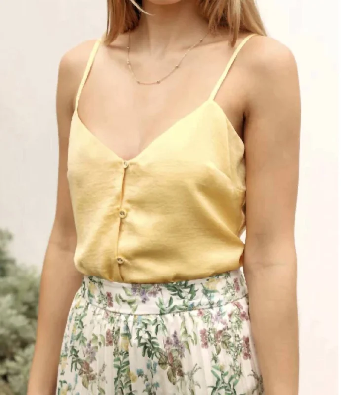 Fashion Essentials Maja Button Up Tank In Lemon