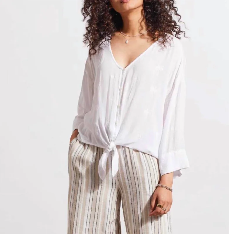 Seasonal Trend Button Front Kimono Blouse In White