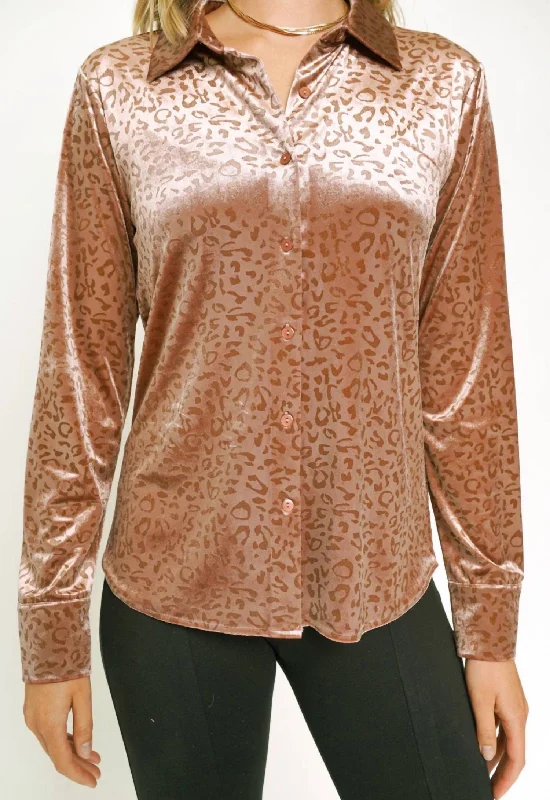 Limited Time Offer Button Down Shirt In Rust Leopard