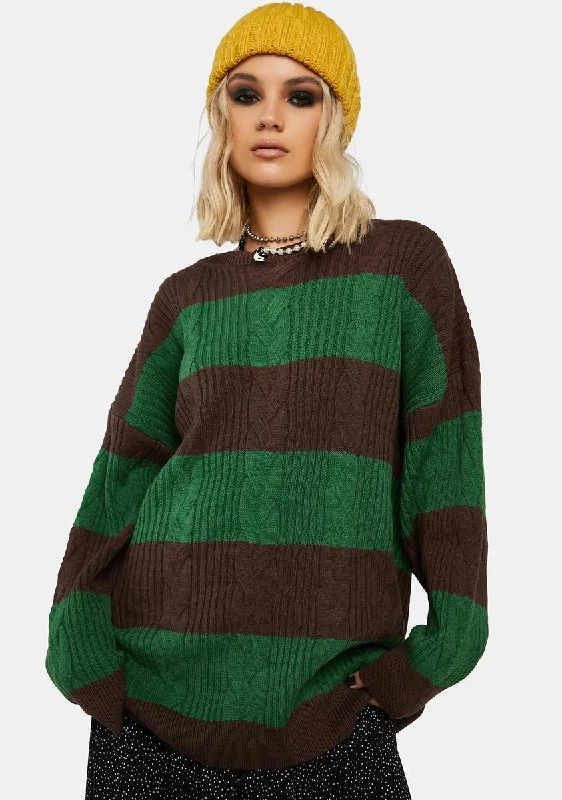 Chic Casual Style Study Buddy Striped Knit Sweater