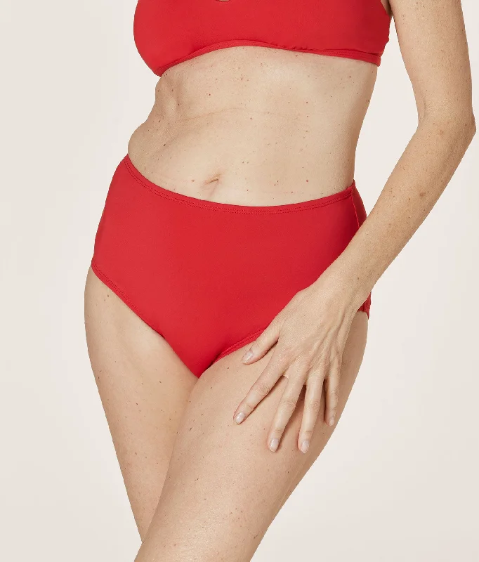 Inspired By You, Designed For You The High Waist Bikini Bottom - Eco Nylon - Cherry Red