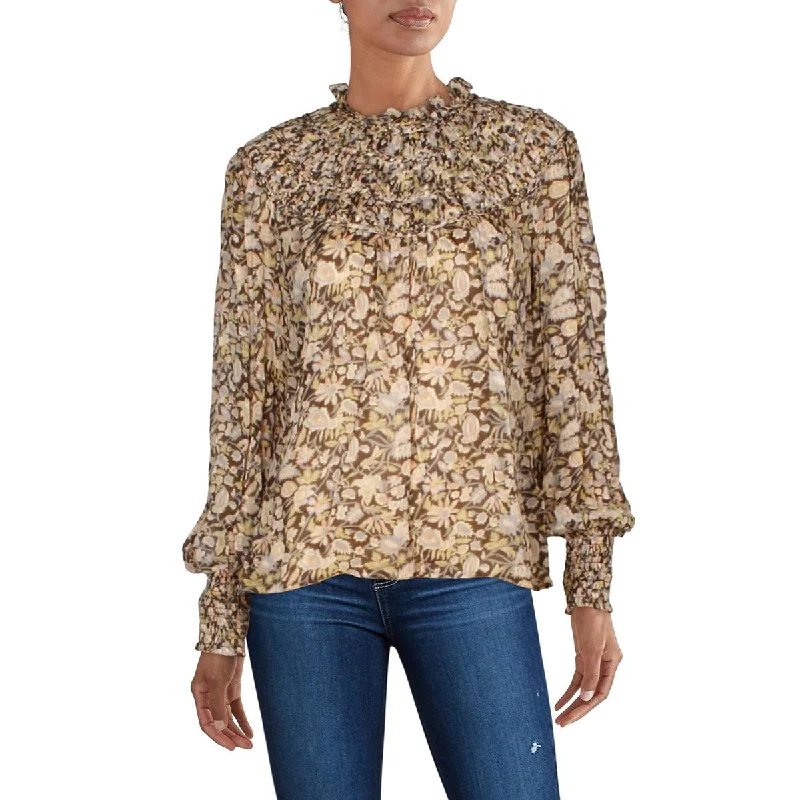 Cool Prices Womens Floral Print Smocked Blouse