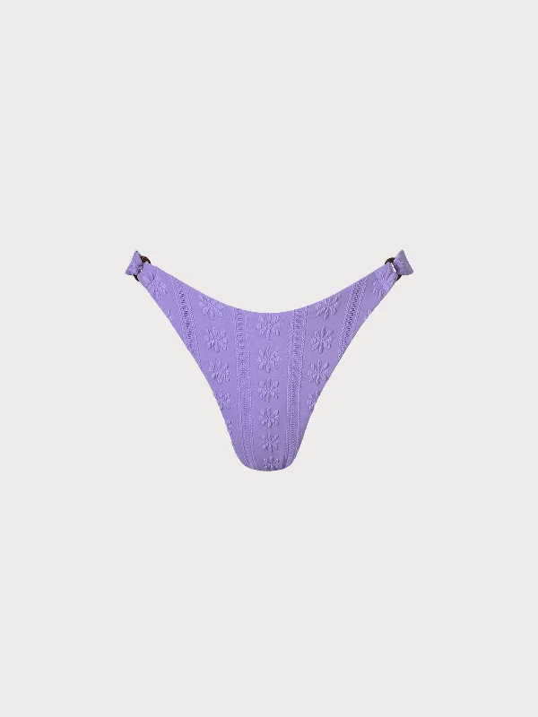 Luxe Women's Fashion Purple Jacquard High Cut Bikini Bottom