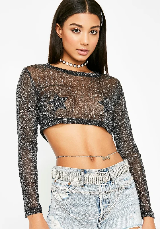 Stylish Savings Midnight Star Showers Crop Top