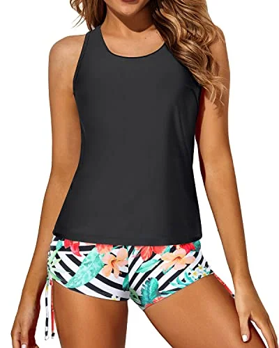 All Season Fashion Collection Women's 3 Piece Tankini Swimsuits Athletic Swimwear for Active Beach Days