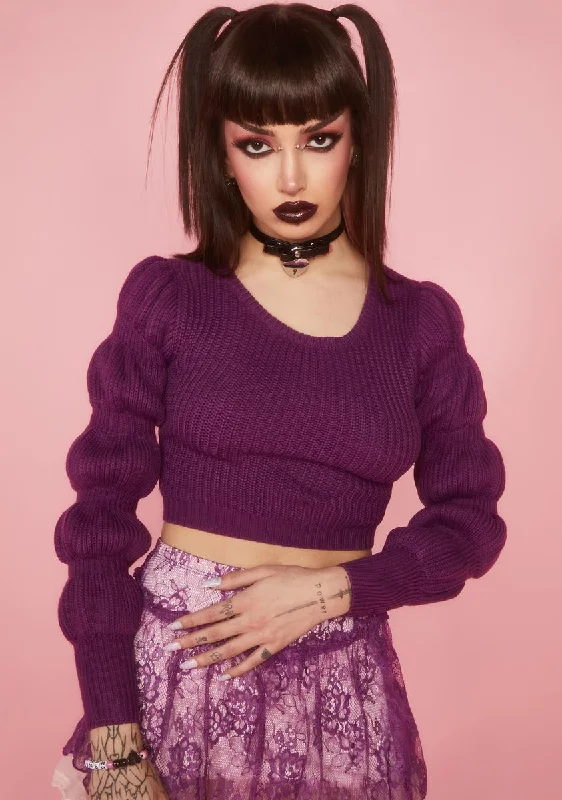 Current Trends Plum Miss Charming Knit Sweater