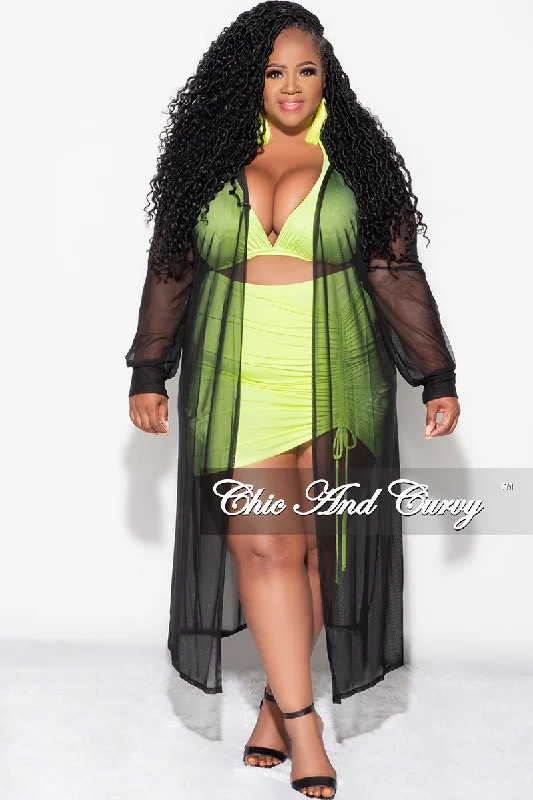 Limited Stock, Big Discounts Final Sale Plus Size Mesh Duster in Black