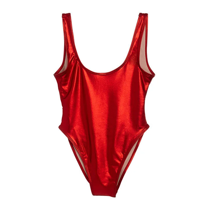 Huge Discounts This Week METALLIC RED [BLANK SWIMSUIT]