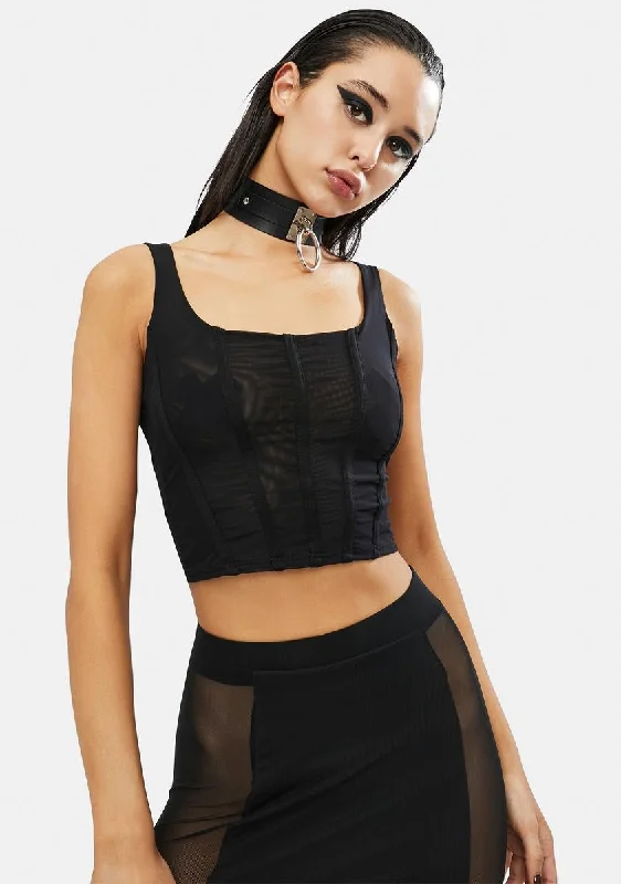 Seize Bargains Get Lucky Mesh Structured Corset Top