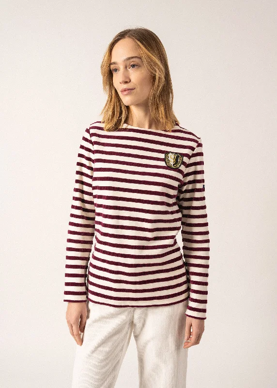 Now On Sale For Chic Urban Styles Méridame Campus Breton Shirt - with embroidered SAINT JAMES crest (ECUME/PRUNE)