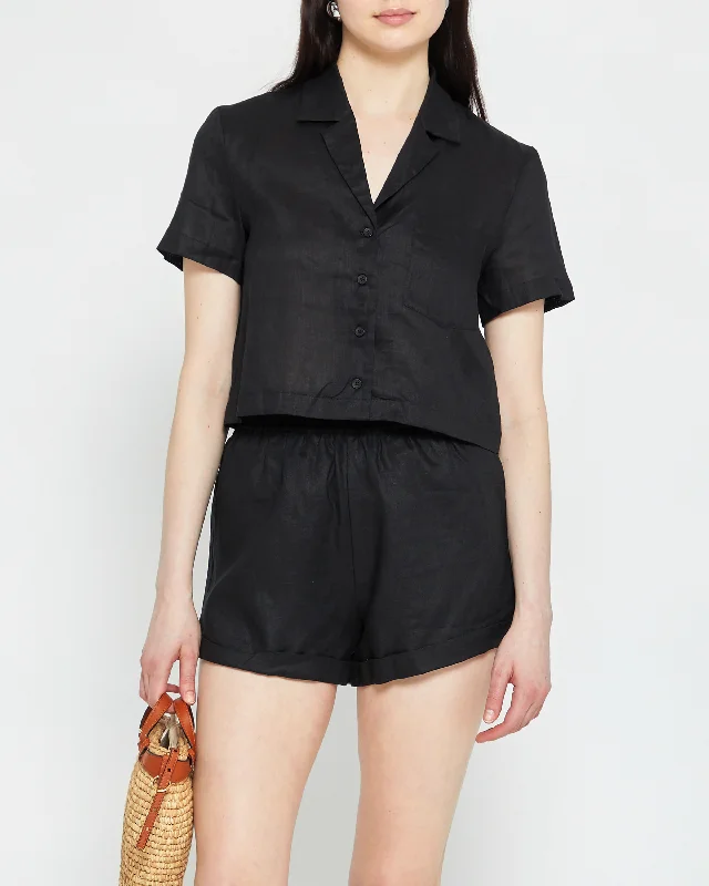 Trend Setting Wardrobe Everyday Cropped Linen Shirt